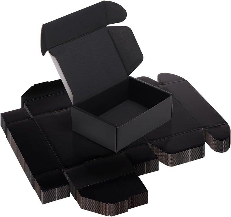 Rempry 6x4x2 Inches Black Small Shipping Boxes Pack of 20, Cardboard Corrugated Gift Mailer Boxes for Packaging Small Business Mailing Present - Image 1